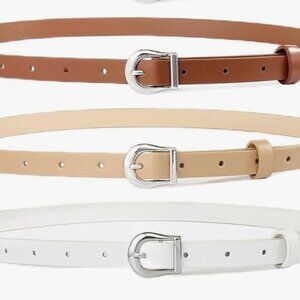 3-Pack Thin Waist Belt with gold buckle